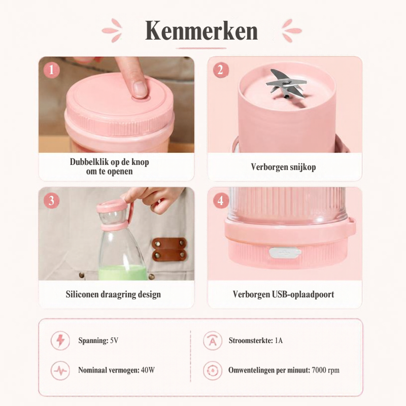 Draagbare oplaadbare blender 420 ml